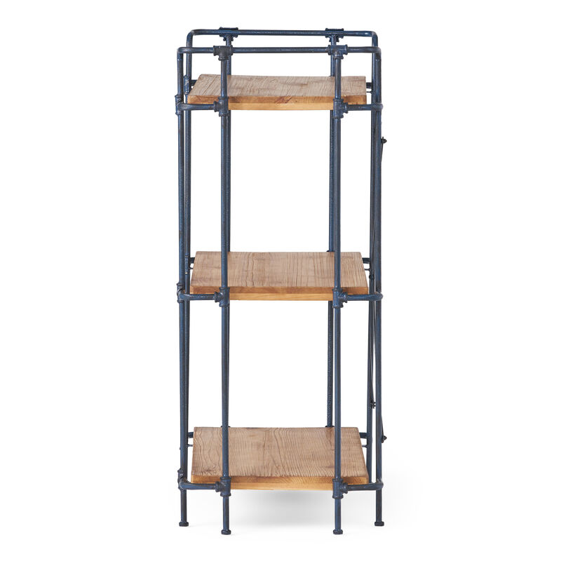 Industrial Etagere Bookcase Metal and Fir Wood