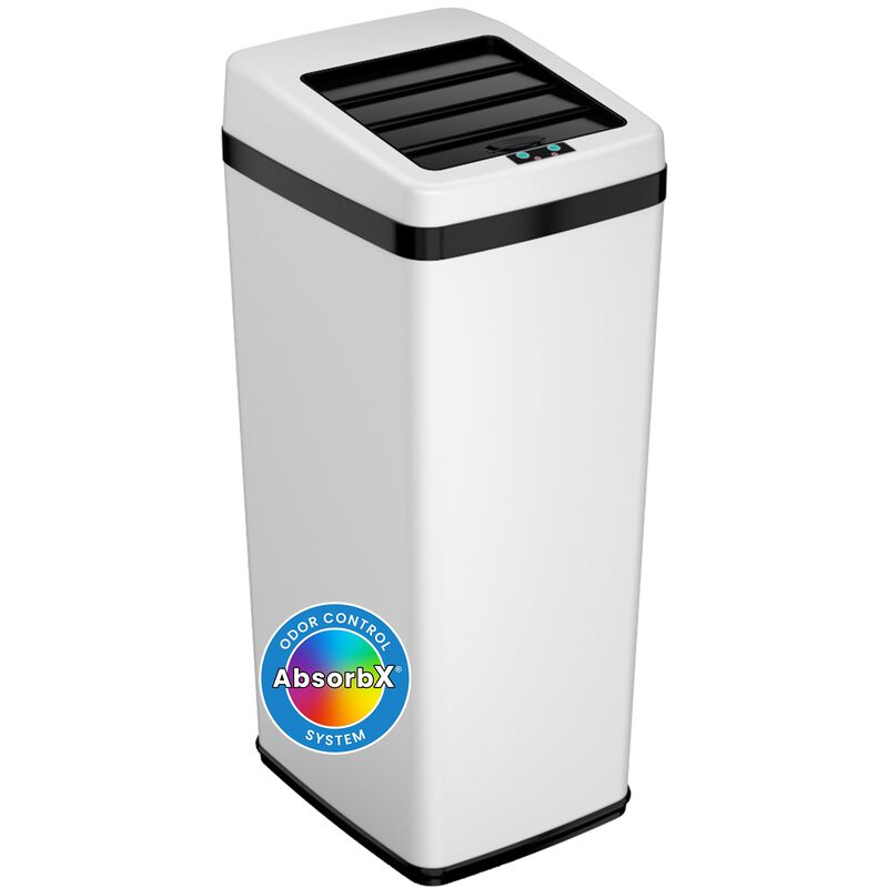 iTouchless 14 Gallon White Sliding Lid Sensor Trash Can