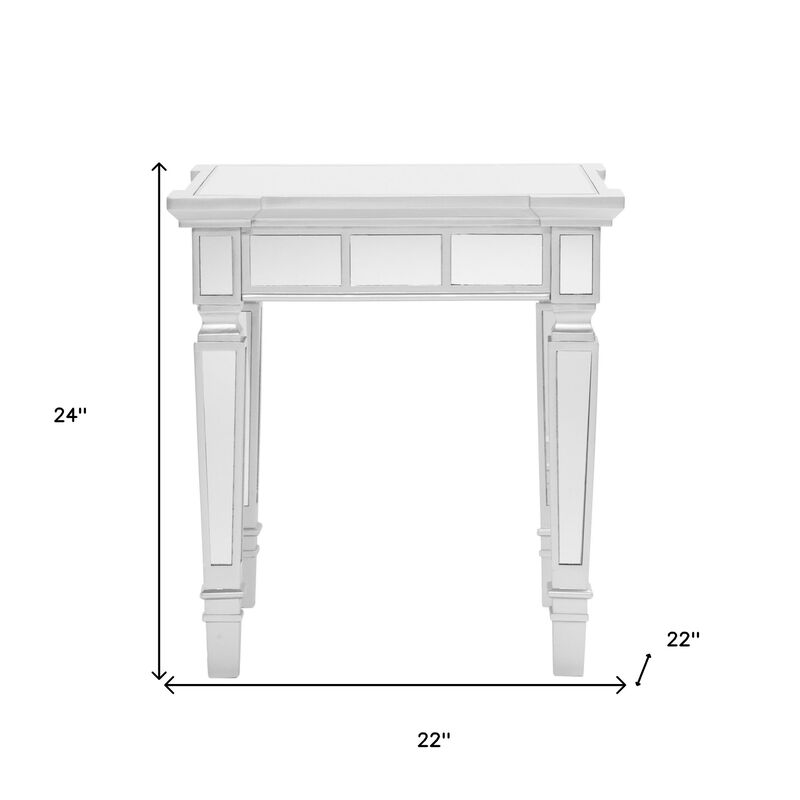 Hivvago 24 Inch Silver Glass Square End Table