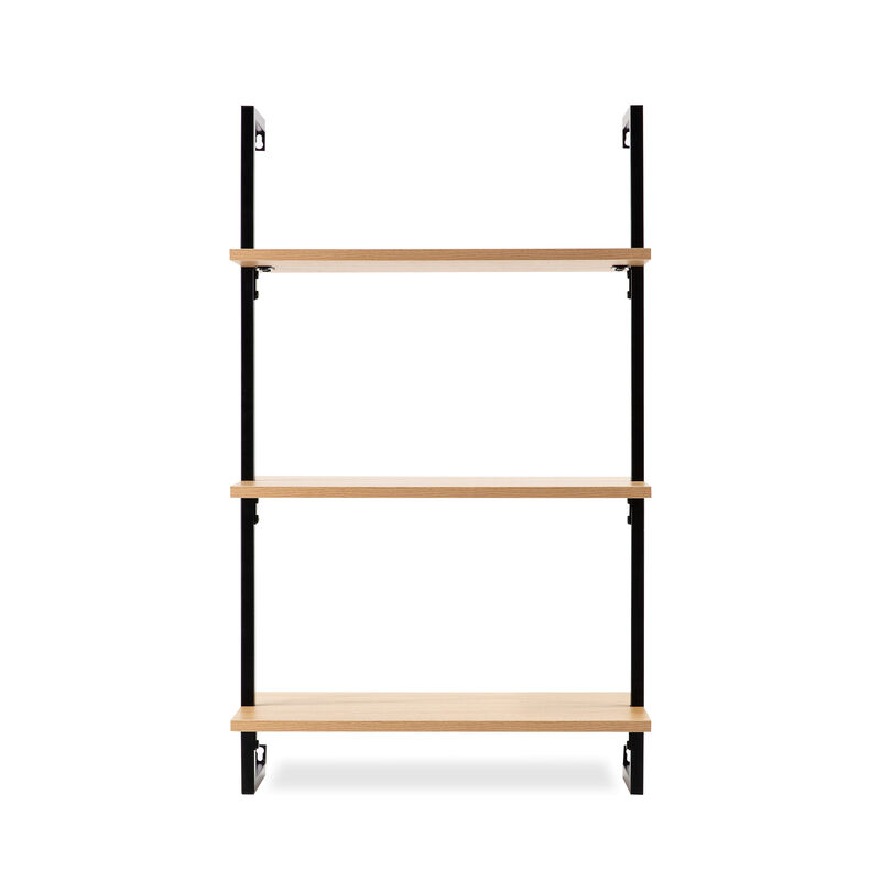 Madera  Industrial 3-Shelf Wood Wall-Mounted Open Ladder Bookcase