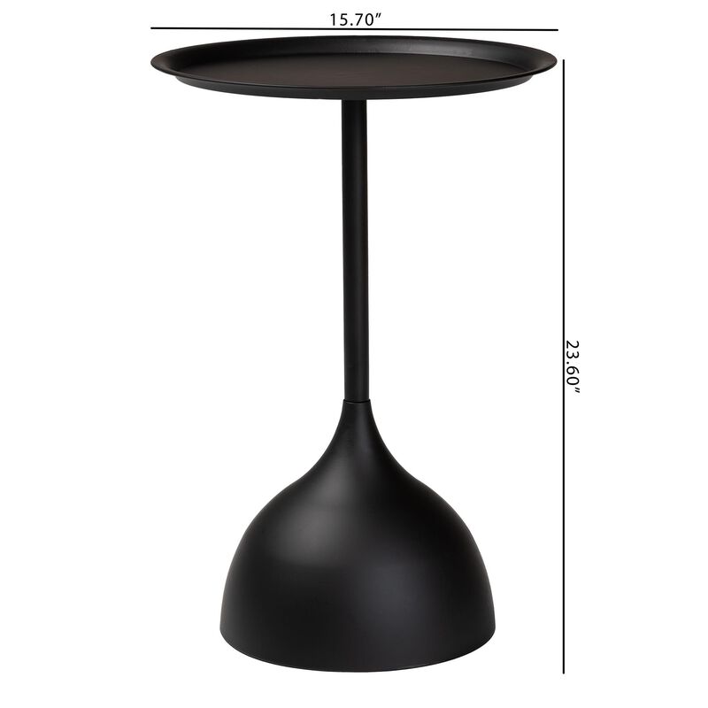 Baxton Studio Webb Black Metal Pedestal Side Table &ndash; Modern Accent Table with Round Tray Top for Indoor or Semi-Outdoor Use image number 7