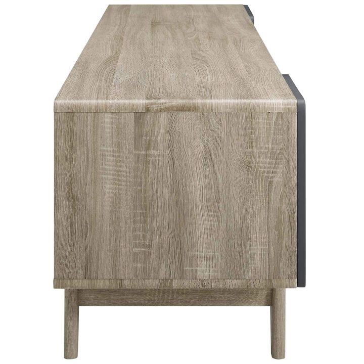 Modway Tread 70" Mid-Century Modern Media Console Entertainment TV Stand in Natural Gray