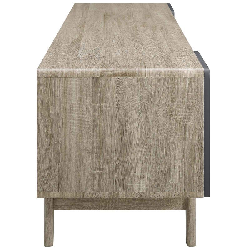 Modway Tread 70" Mid-Century Modern Media Console Entertainment TV Stand in Natural Gray image number 1