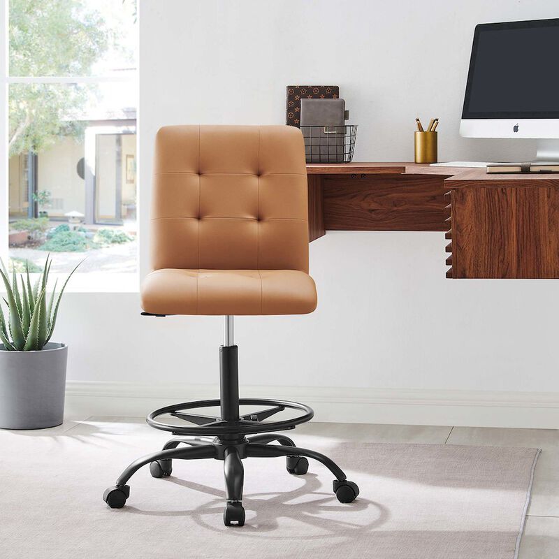 Modway Furniture - Prim Armless Vegan Leather Drafting Chair Black image number 8