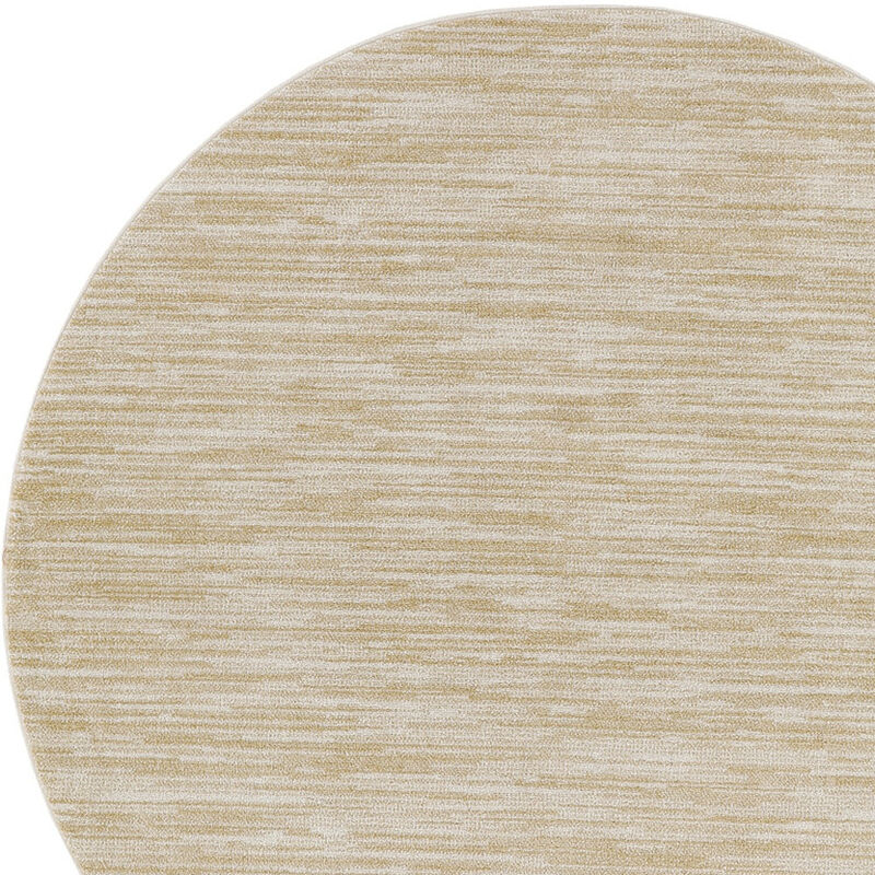 HomeRoots 6' Ivory And Gold Round Abstract Indoor Outdoor Area Rug image number 2