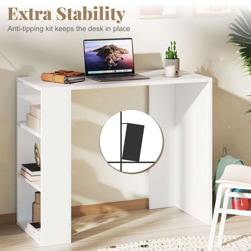 Compact Computer Desk with 3 Open Shelves &ndash; Study Table for Bedroom or Office
