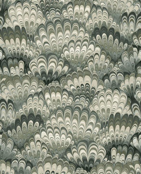Octavia Dark Green Marbled Ink Wallpaper