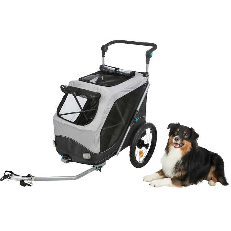 TRIXIE Quick-Fold Dog Bike Trailer, Carrier for Small Dogs up to 48 lbs, Gray image number 4