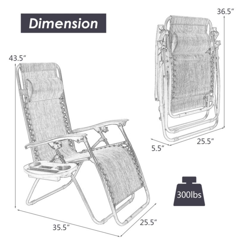 Hivvago Outdoor Folding Zero Gravity Reclining Lounge Chair