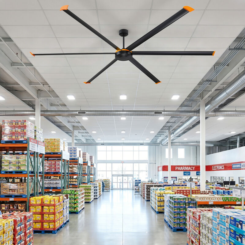 120" Modern Industrial Black Reversible DC Motor 6 Aluminum Blades Extra Large Ceiling Fan with Remote for Warehouse, garage, or Factory image number 4