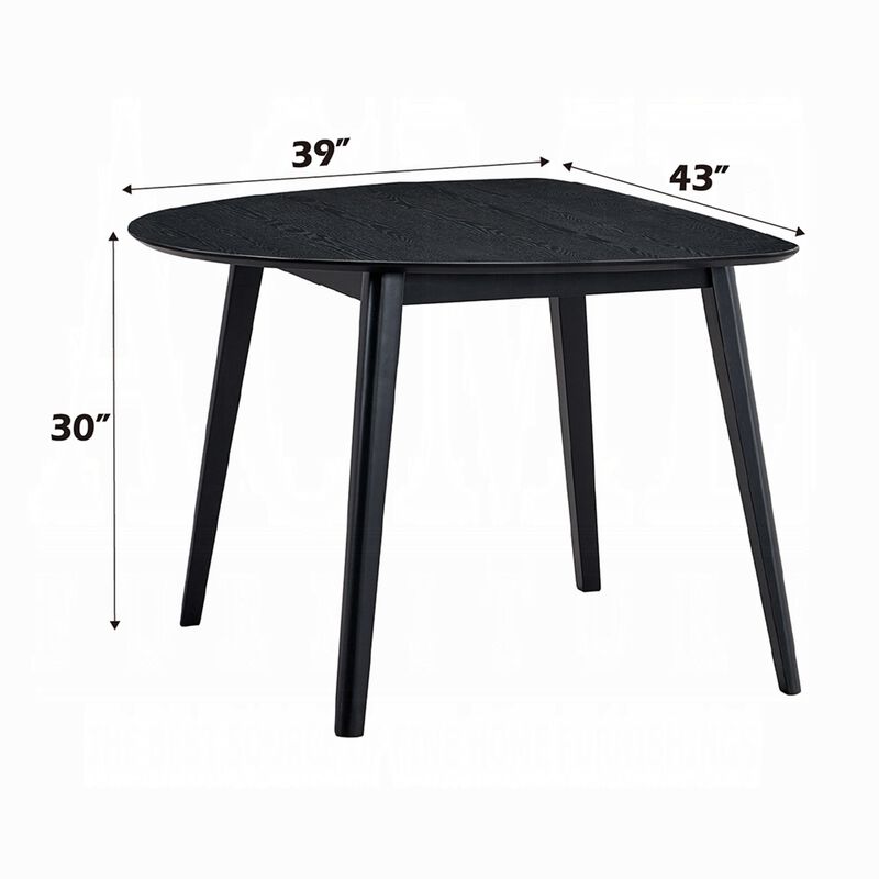 Rory Dining Table, 43 Inch Half Moon Top, Scandinavian Black Wood