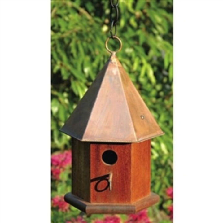 Handcrafted Mahogany Songbird Birdhouse with Elegant Shiny Roof