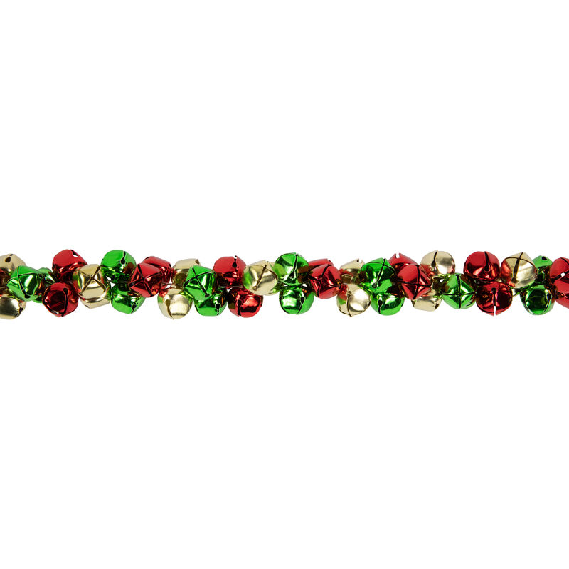 5' Green  Gold and Red Jingle Bell Christmas Garland  Unlit image number 6
