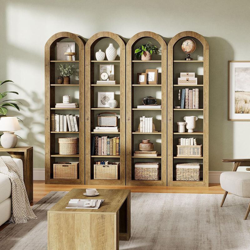Tribesigns 74.8" Arched Bookshelf 6-Tier Narrow Open Bookcase image number 2