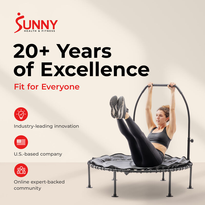 Sunny Health & Fitness Active Quiet Fitness 48" Trampoline with Adjustable Stability Handlebar image number 8