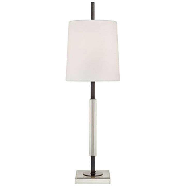 Lexington Medium Table Lamp in Bronze and Crystal with Linen Shade