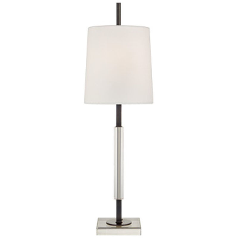 Lexington Medium Table Lamp in Bronze and Crystal with Linen Shade image number 1