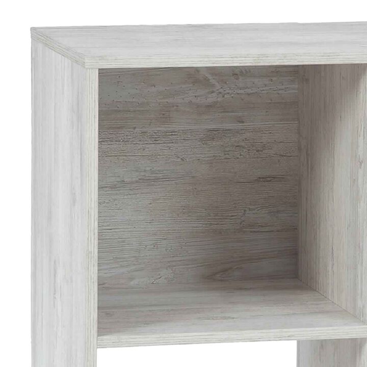 4 Cube Wooden Organizer with Grain Details, Washed White-Benzara