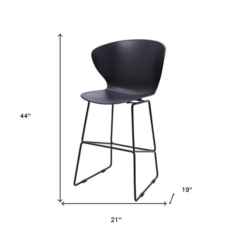 Hivvago Set of Two 30 Inch Black Heavy Duty Plastic and Metal Low Back Bar Height Bar Chairs
