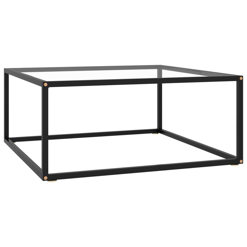 vidaXL Coffee Table Black with Tempered Glass 31.5x31.5x13.8