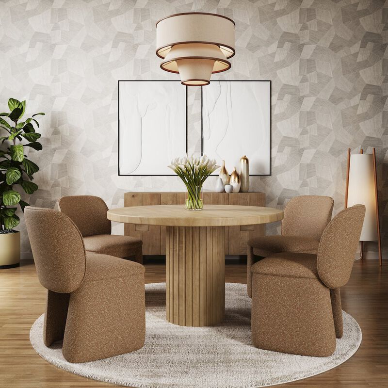 Jofran Breck Mid-Century Modern Curved Upholstered Dining Chair - Set of 2