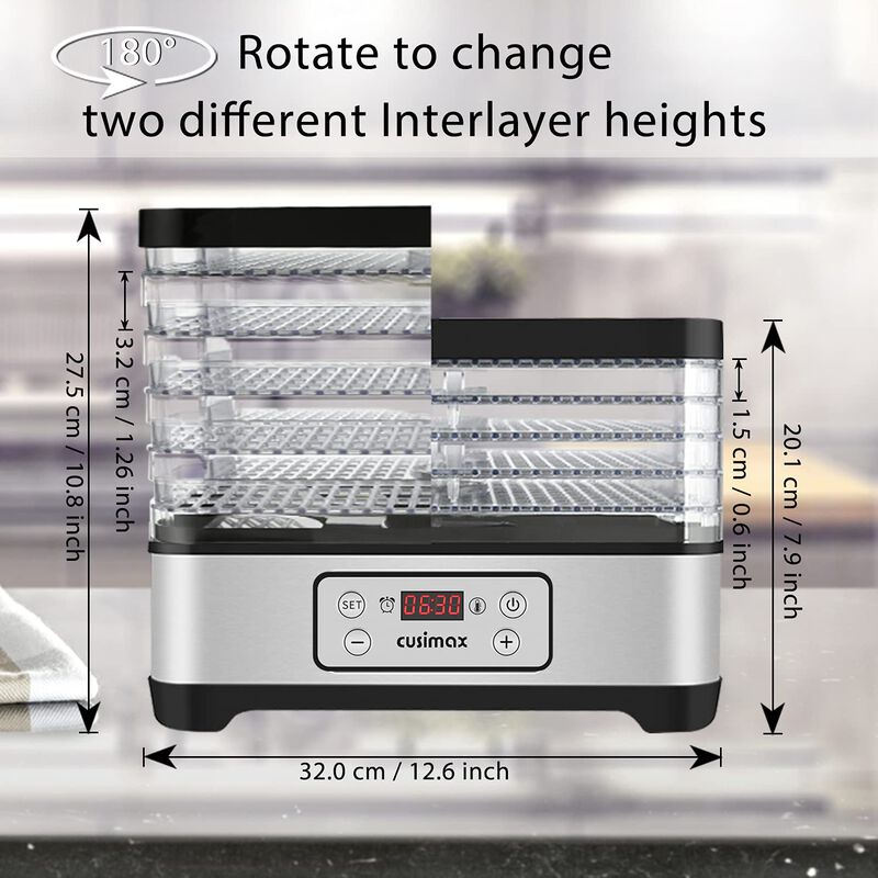 Cusimax Food Dehydrator Machine, Electric Dryer Dehydrators Machine with Digital Timer & Temperature Control, for Fruits, Meat, Vegetables image number 2