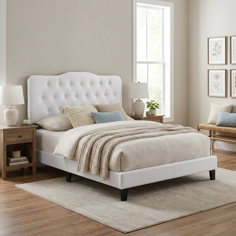 Upholstered Vinyl Queen Headboard with Stylish Design and Durable Finish image number 3