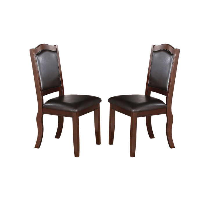 Faux Leather Upholstered Dining Chairs, Brown(Set of 2)