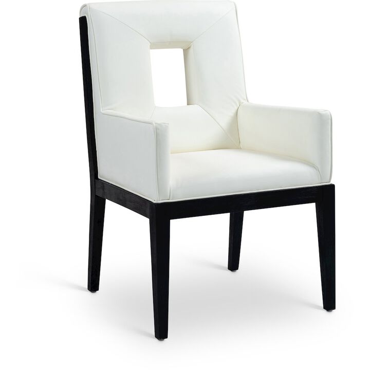 Meridian Furniture Gwendolyn Cream Vegan Leather Dining Arm Chair