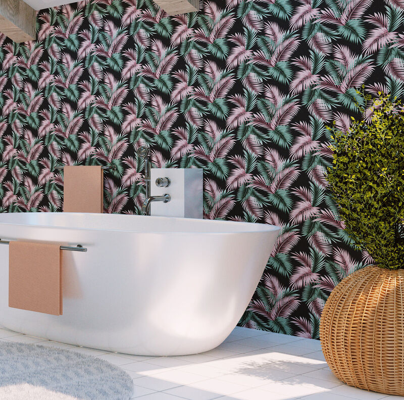 Eliza Sea Green Palm Fronds Wallpaper image number 3