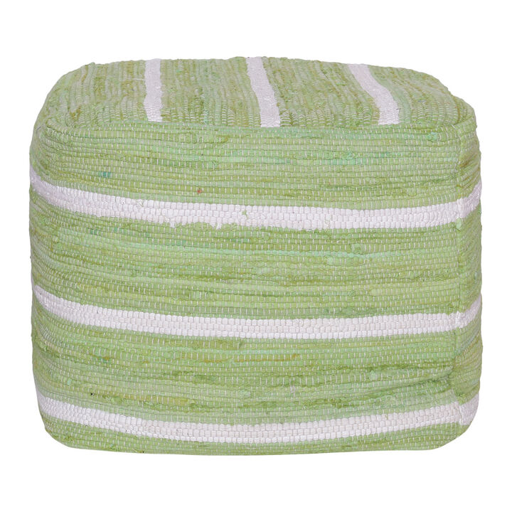 Cotton Cube Striped Pouf Ottoman for Living Room Seating or Footrest
