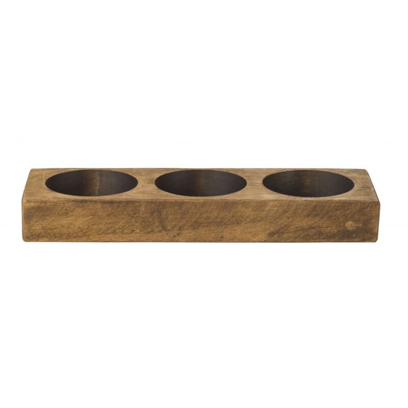 Homezia Distressed Maple Stain 3 Hole Cheese Mold Candle Holder
