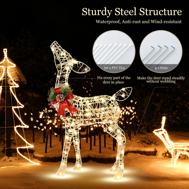 Christmas Reindeer Decoration with 50 Warm White LED Lights for Holiday Decor image number 6