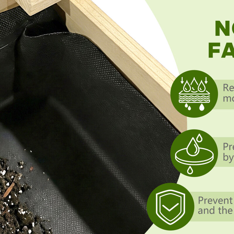 WOW PIONEER Elevated Solid Wood Raised Garden Bed with Water Collection Tray, Storage Shelf, Protective Liner image number 3