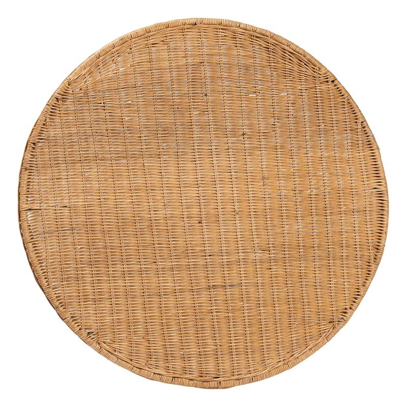 bali & pari Pabla Bohemian Light Honey Rattan Scalloped Console Table