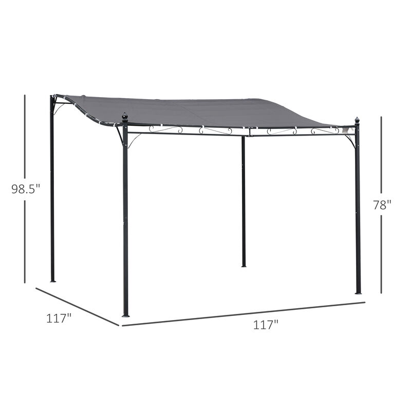 Outsunny 10' x 10' Steel Outdoor Pergola Gazebo, Patio Canopy with Weather-Resistant Fabric and Drainage Holes for Backyard, Pool, Deck, Garden, Gray