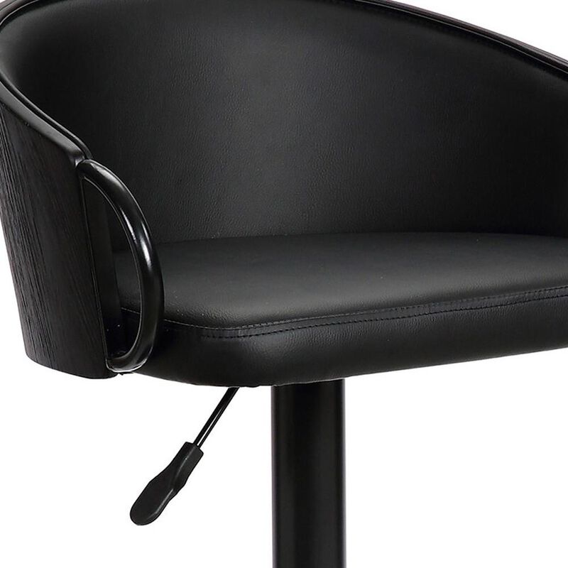 Hivvago Black Faux Leather and Iron Low Back Adjustable Height Swivel Bar Chair