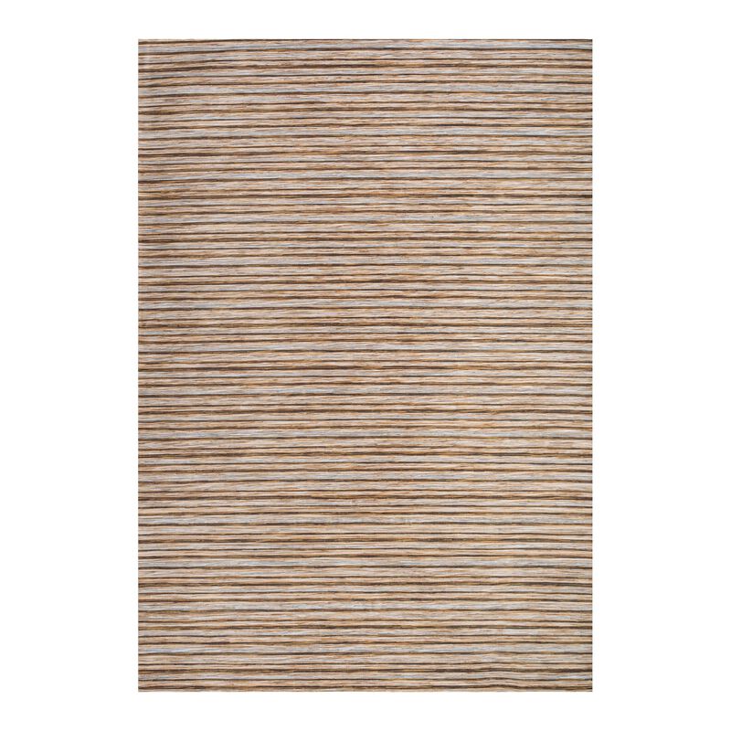 Finn Modern Farmhouse Pinstripe Brown/Natural 8 ft. x 10 ft. Indoor/Outdoor Area Rug image number 1