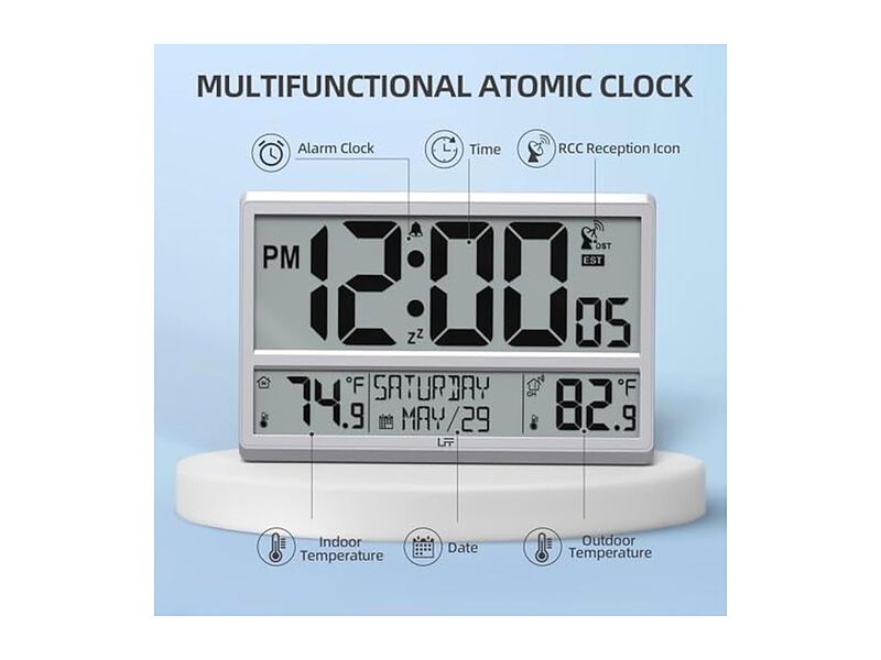 Atomic Temperature Never Needs Setting Wall Clock 5 Inch Outdoor Easy Read image number 2