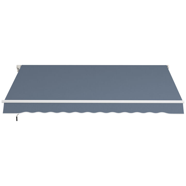 Outsunny 12' x 10' Retractable Awning Patio Awnings Sun Shade Shelter with Manual Crank Handle, 280g/m² UV & Water-Resistant Fabric and Aluminum Frame for Deck, Balcony, Yard, Charcoal Gray