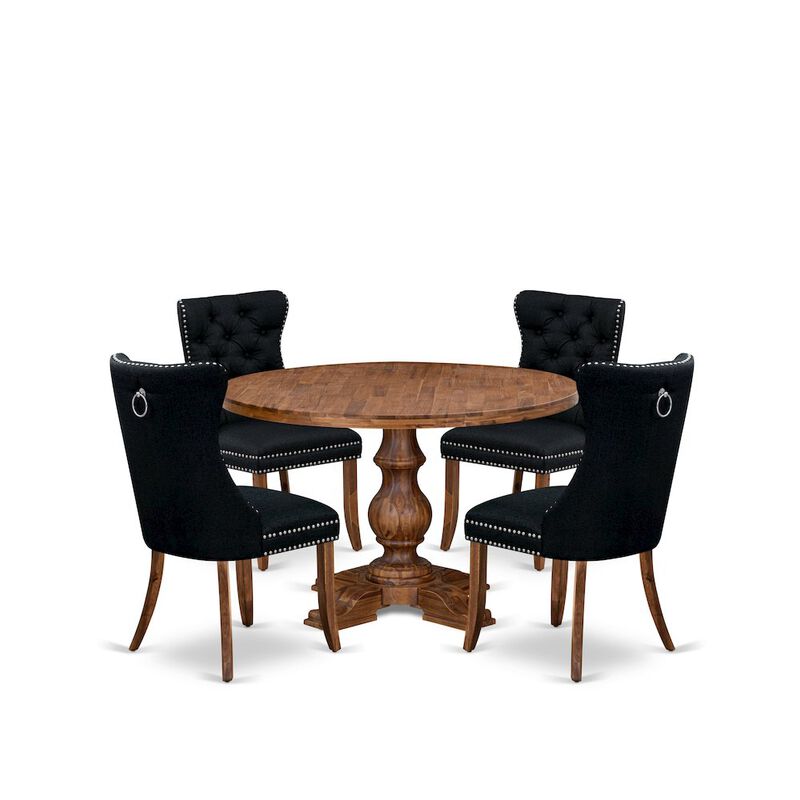5-Piece Modern Dining Table Set In Black Color