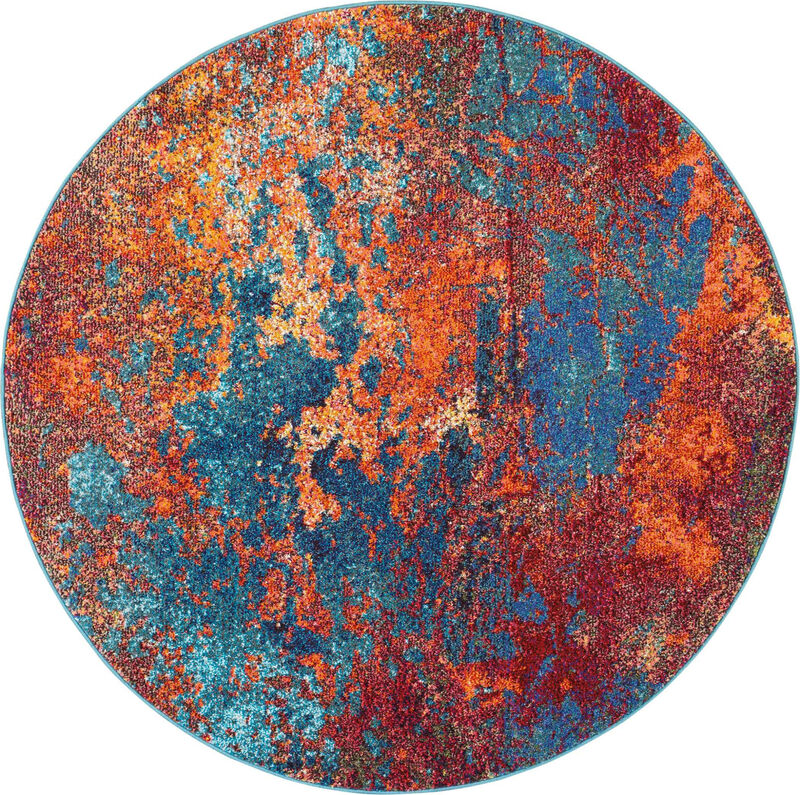 5 X 5 Atlantic Round Abstract Power Loom Non Skid Area Rug image number 0