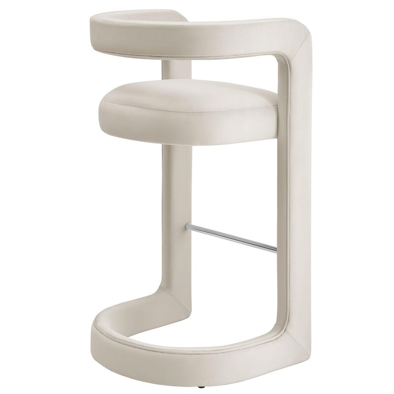 Modway Winslow Performance Velvet Bar Stool in Alabaster image number 6