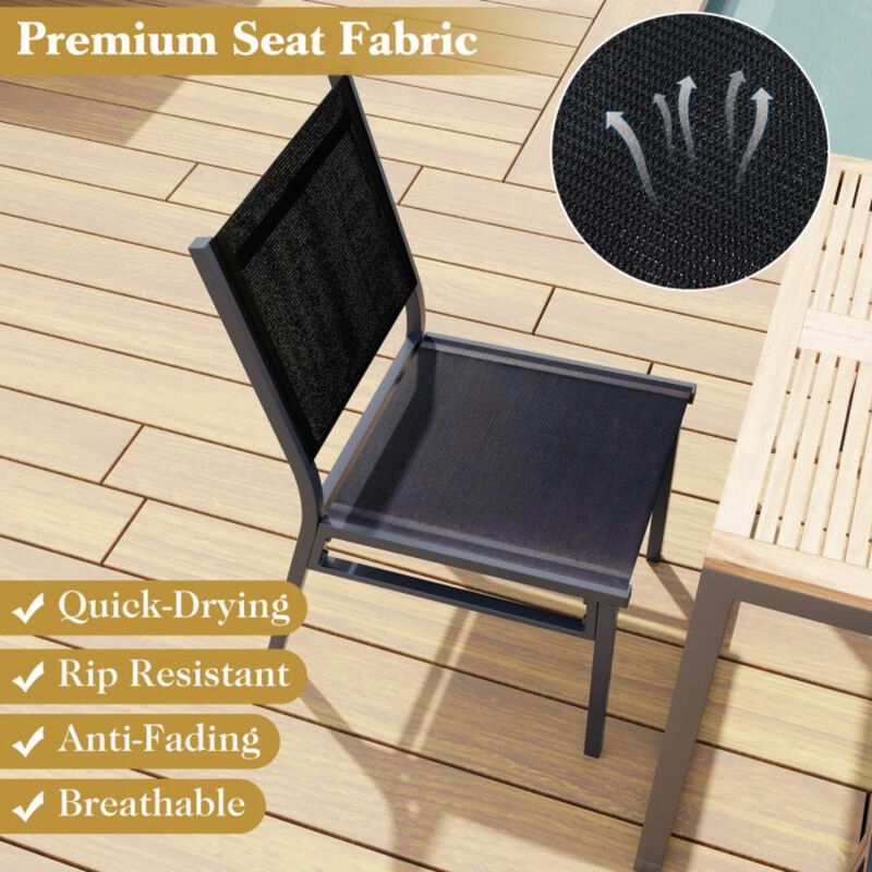 Hivvago Outdoor Dining Chairs with Breathable Seat and Backrest for Backyard Porch Poolside