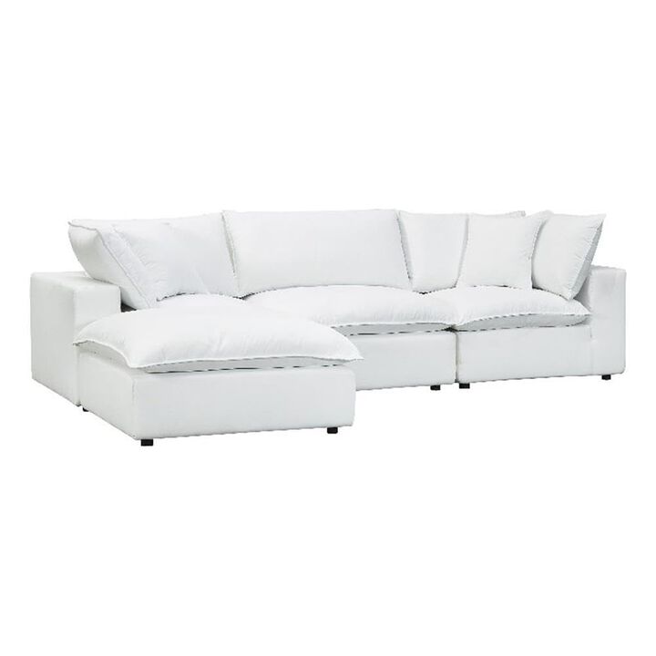 TOV Furniture Cali Pearl Modular White Upholstered 4 Piece Sectional