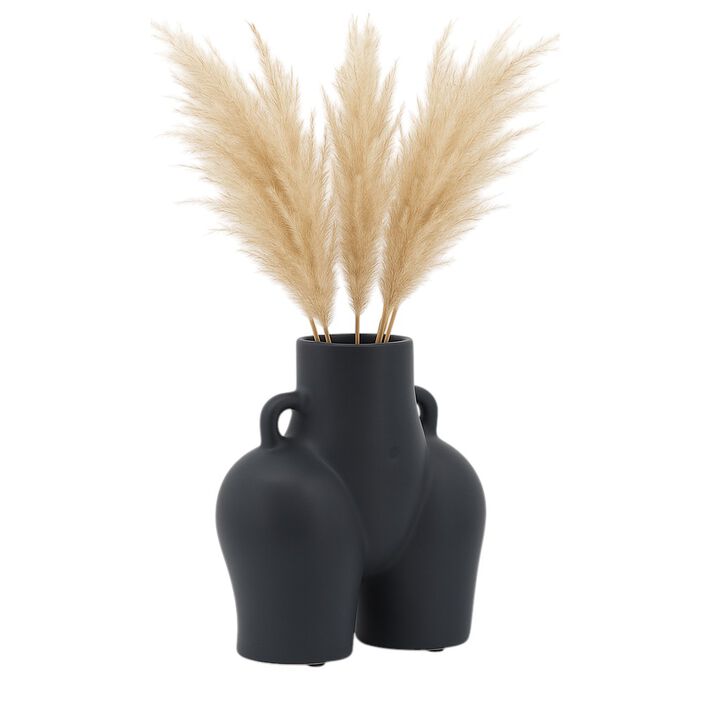Cer, 7" Half Body Vase, Black