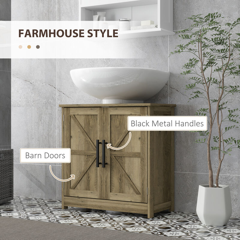 Hivvago Bathroom Sink Cabinet with 2 Barn Doors and Adjustable Shelf image number 4