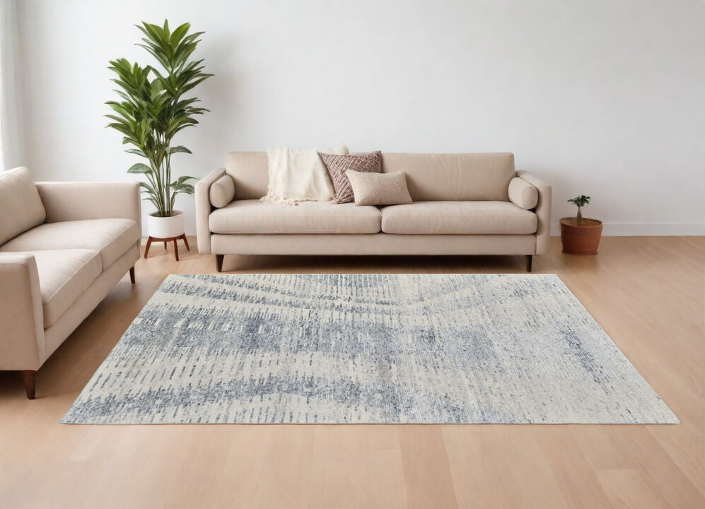 HomeRoots Abstract Hand Knotted Worn Faded Area Rug