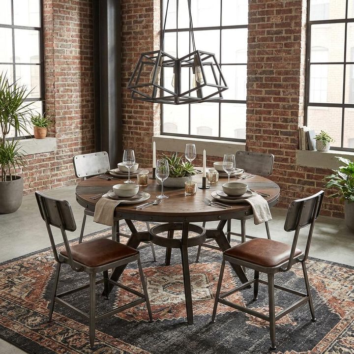 HomeRoots Bronze Lantern Five Light Metal Dimmable Chandelier