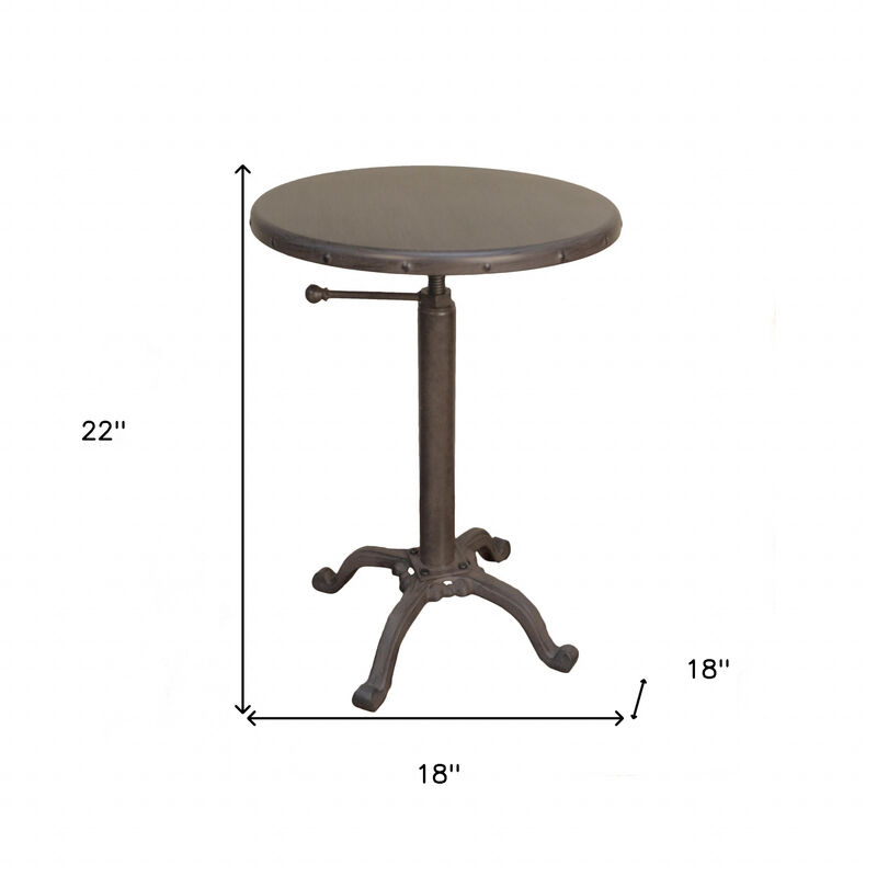 Industrial Iron Round End Table, Sturdy Accent Table for Living Room or Bedroom